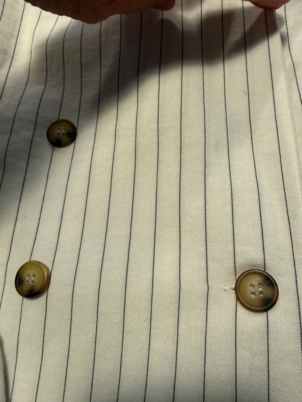 Express Cream Pinstripe Double-Breasted Blazer - Picture 7 of 8